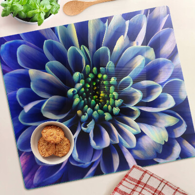 Glasschneidebrett Blaue Dahlie