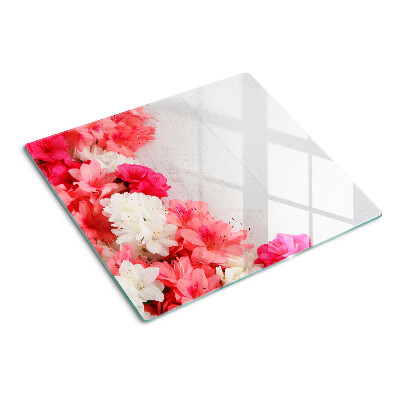 Schneidebrett glas Blumen in Rosa- und Weißtönen