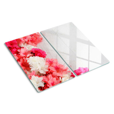 Schneidebrett glas Blumen in Rosa- und Weißtönen