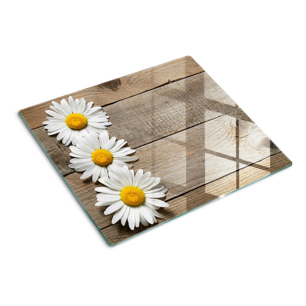 Schneidebrett glas Blumen auf einem Holzhintergrund