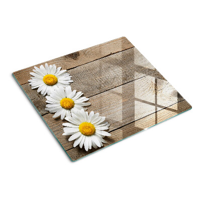 Schneidebrett glas Blumen auf einem Holzhintergrund