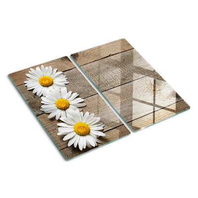 Schneidebrett glas Blumen auf einem Holzhintergrund