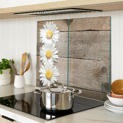 Schneidebrett glas Blumen auf einem Holzhintergrund