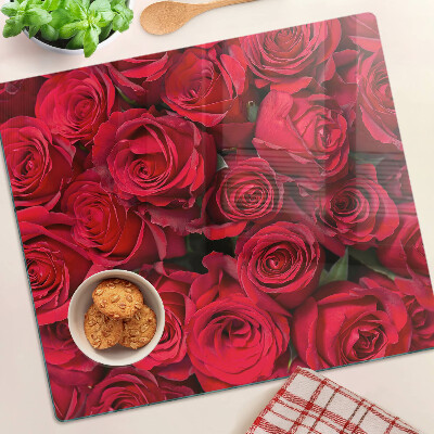 Glasschneidebrett Rote Rosen
