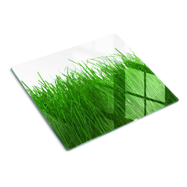 Schneidebrett glas Gras in der Sonne