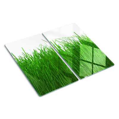 Schneidebrett glas Gras in der Sonne