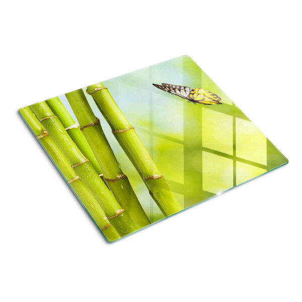 Glasschneidebrett Bambus- und Schmetterlingsdesign