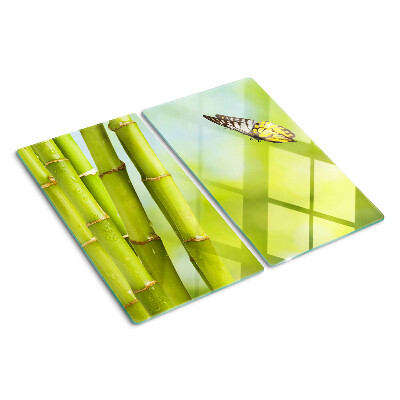 Glasschneidebrett Bambus- und Schmetterlingsdesign
