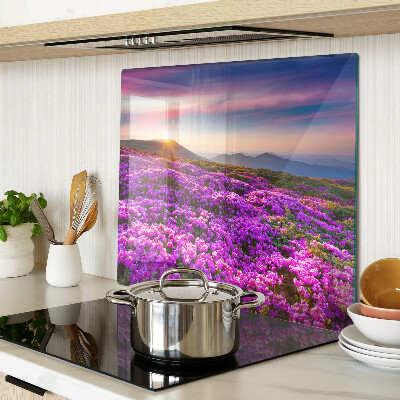 Schneidebrett glas Blumenlandschaft im Sonnenuntergang