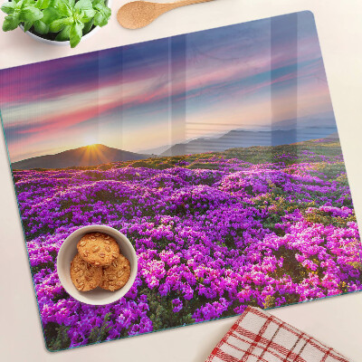 Schneidebrett glas Blumenlandschaft im Sonnenuntergang