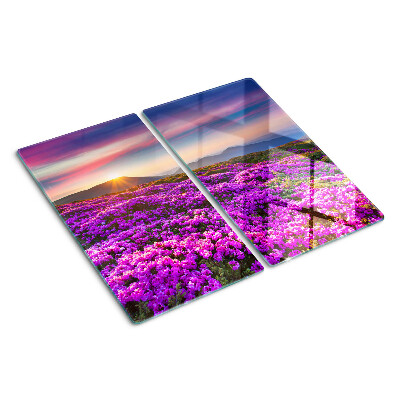 Schneidebrett glas Blumenlandschaft im Sonnenuntergang
