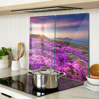 Schneidebrett glas Blumenlandschaft im Sonnenuntergang