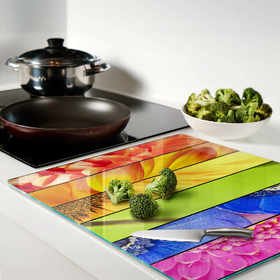 Glasschneidebrett Florale Motive in intensiven Farben