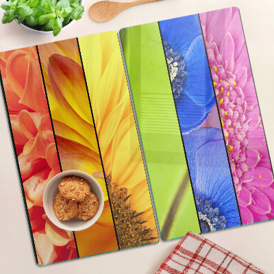 Glasschneidebrett Florale Motive in intensiven Farben