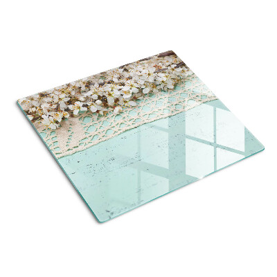 Schneidebrett glas Blumenmuster mit Spitze