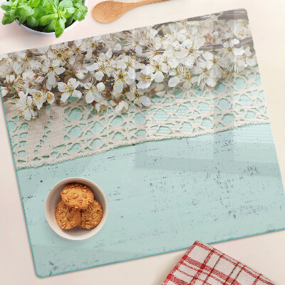 Schneidebrett glas Blumenmuster mit Spitze