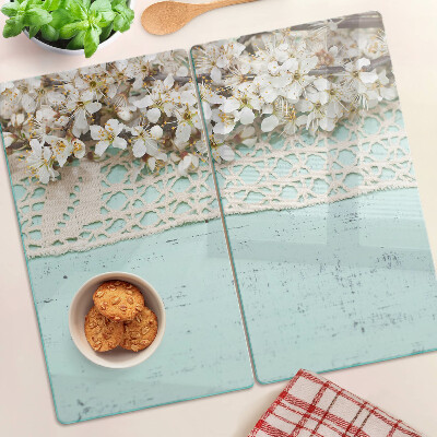 Schneidebrett glas Blumenmuster mit Spitze