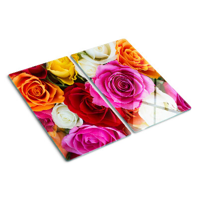 Schneidebrett glas Rosenblüten in verschiedenen Farben