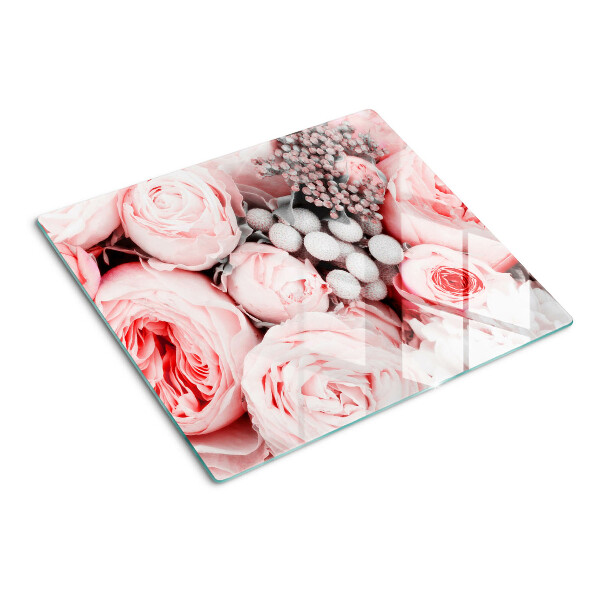 Schneidebrett glas Rosen in Rosatönen