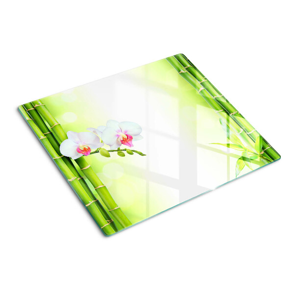 Glasschneidebrett Orchideen und Bambus