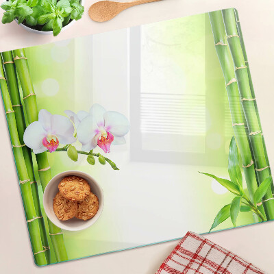 Glasschneidebrett Orchideen und Bambus