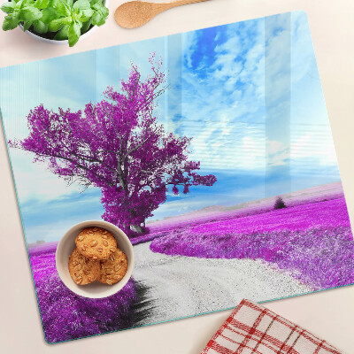 Glasschneidebrett Lila Baum gegen den Himmel