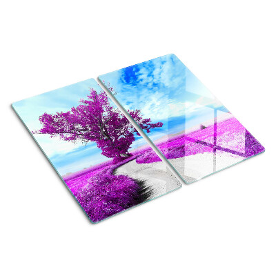 Glasschneidebrett Lila Baum gegen den Himmel