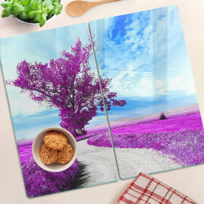 Glasschneidebrett Lila Baum gegen den Himmel