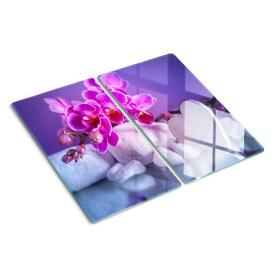 Schneidebrett glas Orchideen auf Steinen