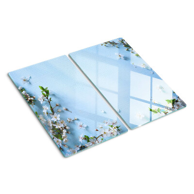 Schneidebrett glas Blumenmuster auf blauem Hintergrund