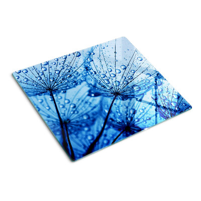 Glasschneidebrett Blumen mit Wassertropfen