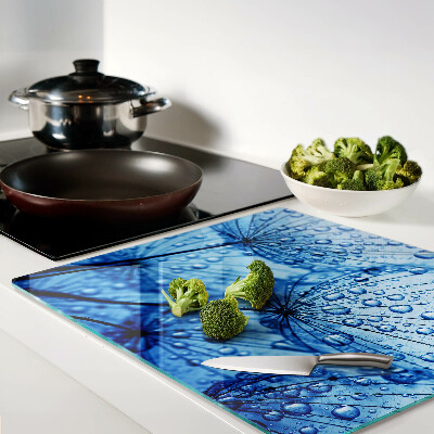 Glasschneidebrett Blumen mit Wassertropfen