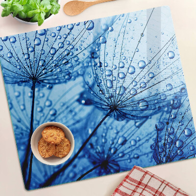 Glasschneidebrett Blumen mit Wassertropfen