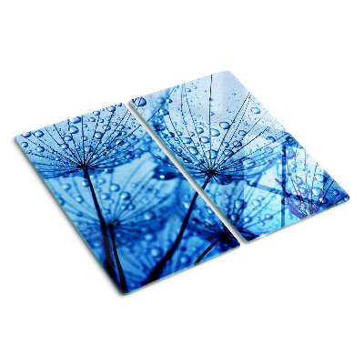 Glasschneidebrett Blumen mit Wassertropfen