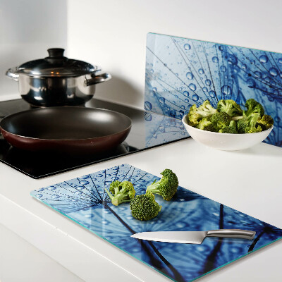 Glasschneidebrett Blumen mit Wassertropfen