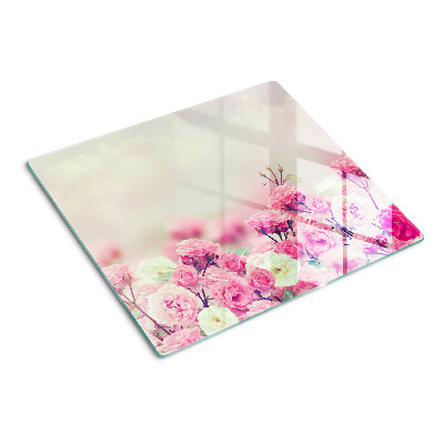 Schneidebrett glas Blumenmotiv in Rosa