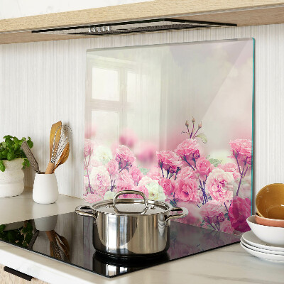 Schneidebrett glas Blumenmotiv in Rosa