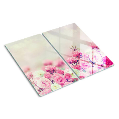 Schneidebrett glas Blumenmotiv in Rosa