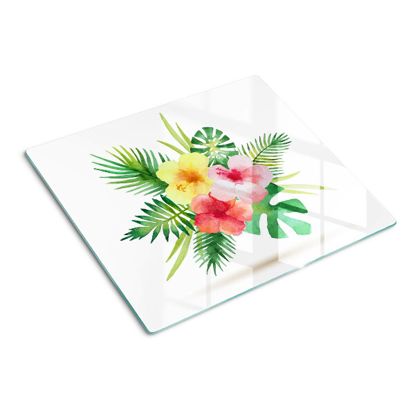 Schneidebrett glas Tropische Blumen und Blätter