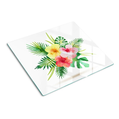 Schneidebrett glas Tropische Blumen und Blätter