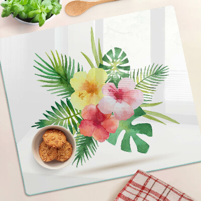 Schneidebrett glas Tropische Blumen und Blätter