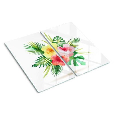 Schneidebrett glas Tropische Blumen und Blätter