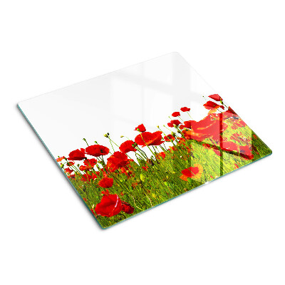 Schneidebrett glas Mohnblumen auf der Wiese