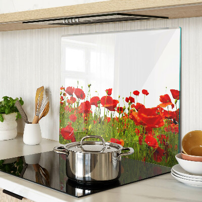 Schneidebrett glas Mohnblumen auf der Wiese