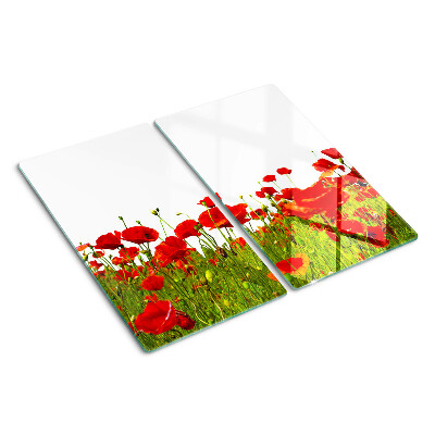 Schneidebrett glas Mohnblumen auf der Wiese