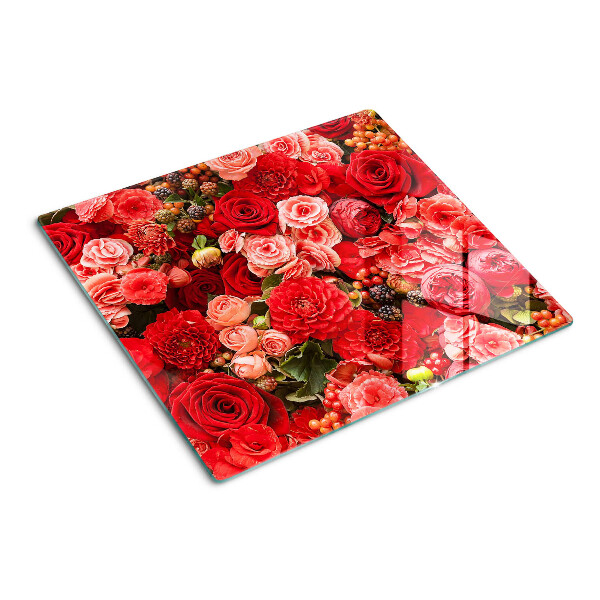 Glasschneidebrett Blumenmuster mit Rosen