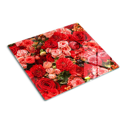 Glasschneidebrett Blumenmuster mit Rosen