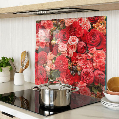 Glasschneidebrett Blumenmuster mit Rosen