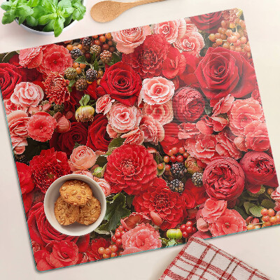 Glasschneidebrett Blumenmuster mit Rosen