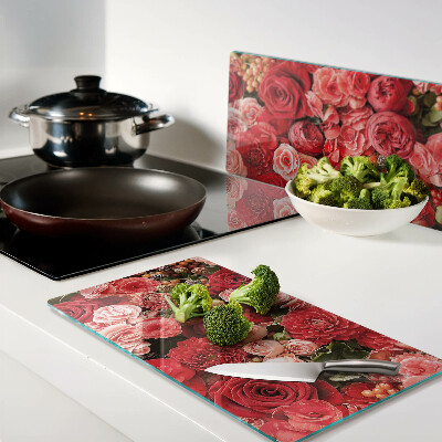 Glasschneidebrett Blumenmuster mit Rosen